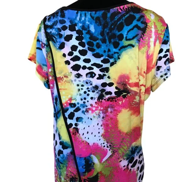 Nygard Faux Wrap Uneven Hem Blouse: Colorful Lightweight Silky Feeling Top M - Picture 9 of 11